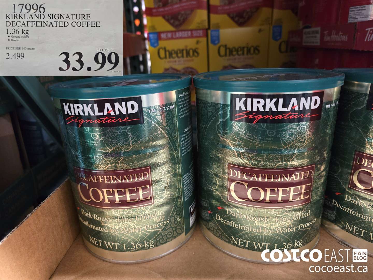 17996 KIRKLAND SIGNATURE DECAFFEINATED COFFEE 1.36 KG $33.99