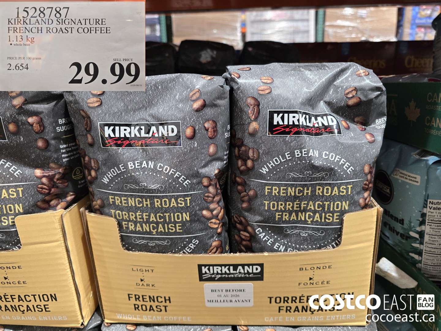 1528787 KIRKLAND SIGNATURE FRENCH ROAST COFFEE 1.13 KG $29.99