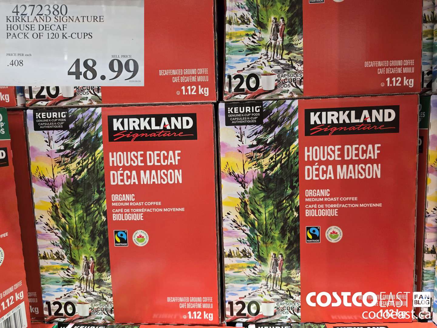 4272380 KIRKLAND SIGNATURE HOUSE DECAF PACK OF 120 K-CUPS $48.99