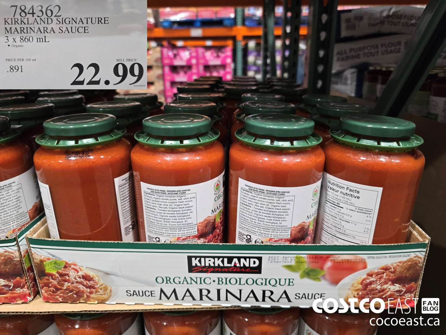 784362 KIRKLAND SIGNATURE MARINARA SAUCE 3 x 860 mL $22.99