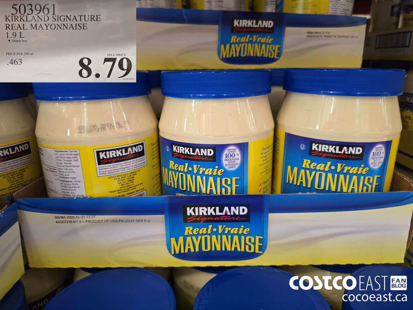 503961 KIRKLAND SIGNATURE MAYONNAISE 1.9 L $8.79