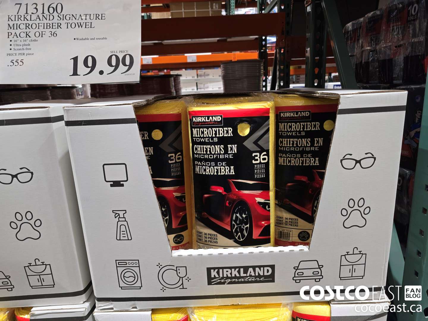 713160 KIRKLAND SIGNATURE MICROFIBER TOWEL PACK OF 36 $19.99