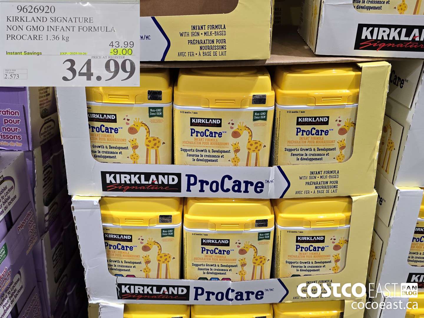 9626920 KIRKLAND SIGNATURE NON GMO INFANT FORMULA PROCARE 1.36 kg ($9.00 INSTANT SAVINGS EXPIRES ON 2025-10-26) $34.99