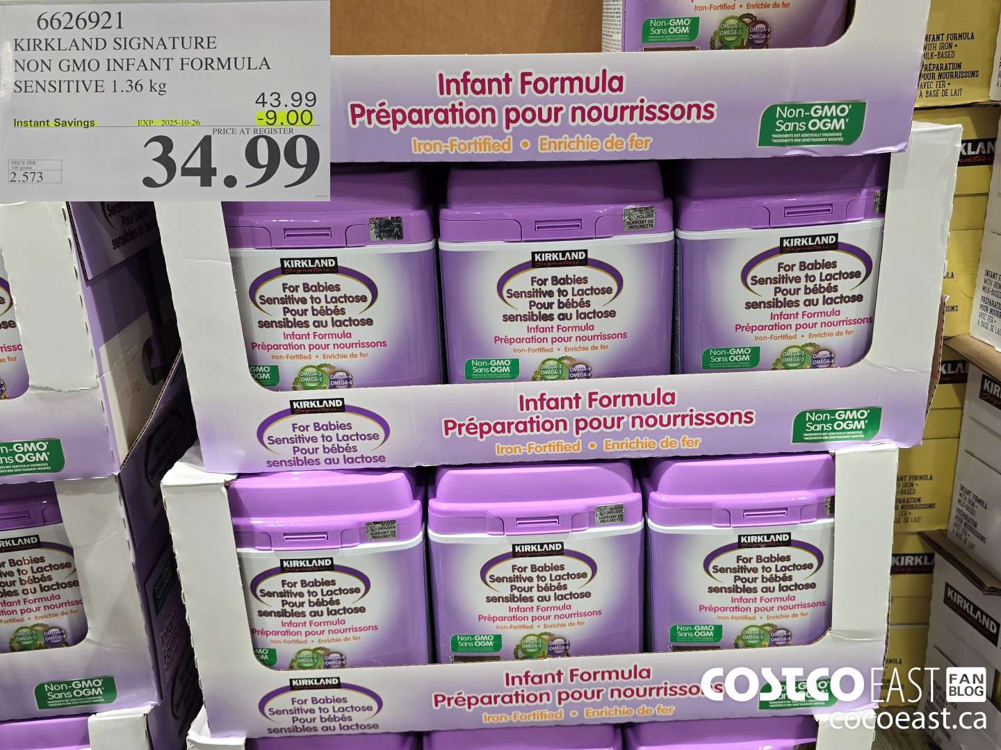 6626921 KIRKLAND SIGNATURE NON GMO INFANT FORMULA SENSITIVE 1.36 kg ($9.00 INSTANT SAVINGS EXPIRES ON 2025-10-26) $34.99