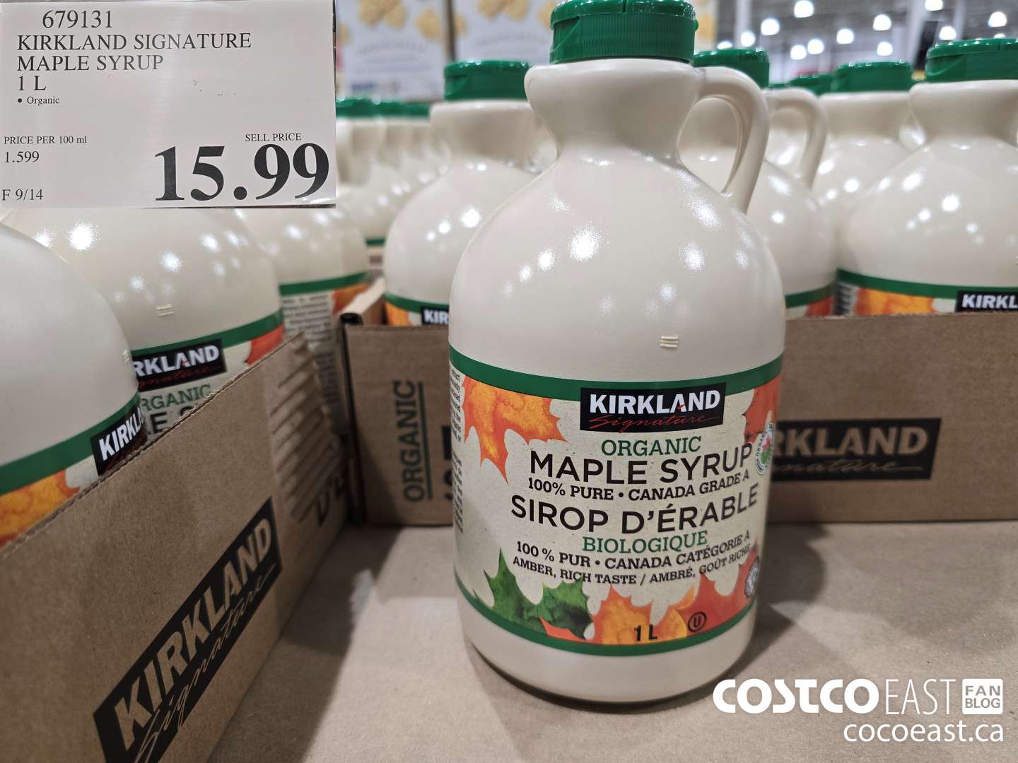 679131 KIRKLAND SIGNATURE ORGANIC MAPLE SYRUP 1L $15.99