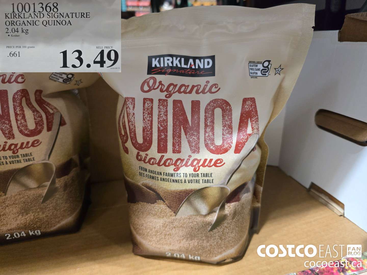1001368 KIRKLAND SIGNATURE ORGANIC QUINOA 2.04 KG $13.49