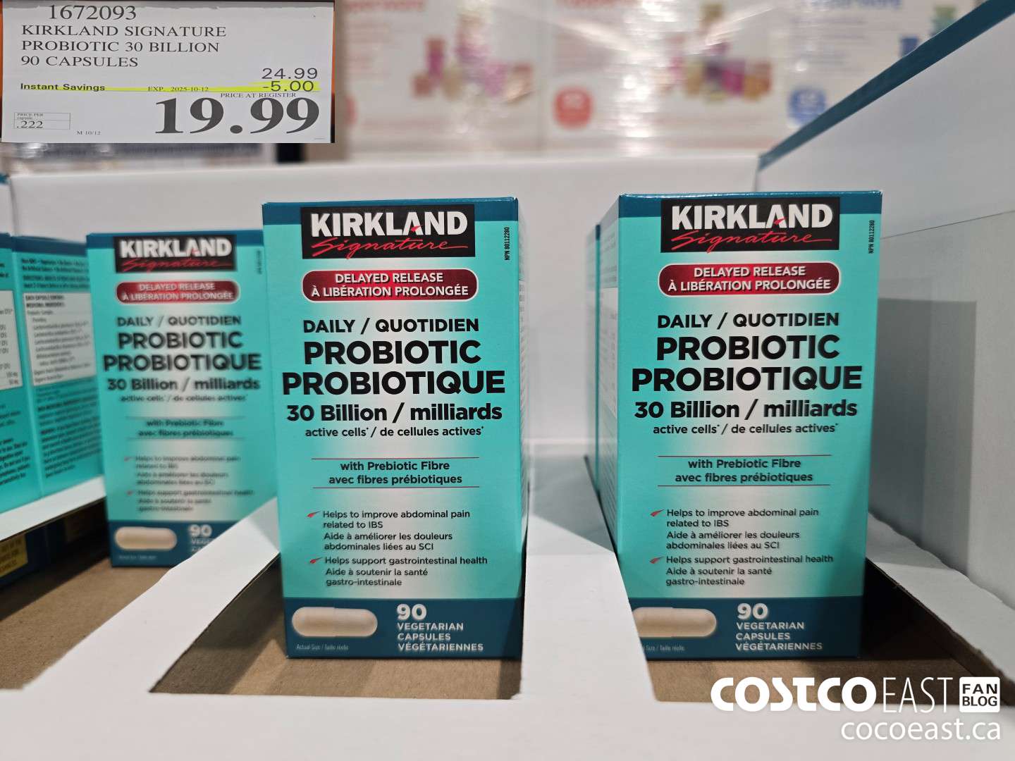 1672093 KIRKLAND SIGNATURE PROBIOTIC 30 BILLION 90 CAPSULES ($5.00 INSTANT SAVINGS EXPIRES ON 2025-10-12) $19.99