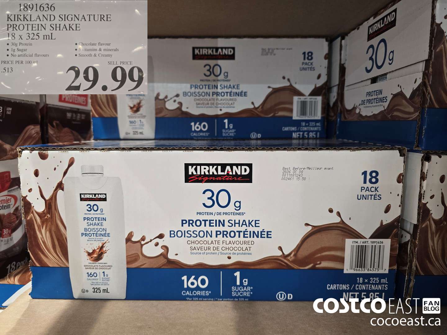 1891636 KIRKLAND SIGNATURE PROTEIN SHAKE 18 X 325 ML $29.99