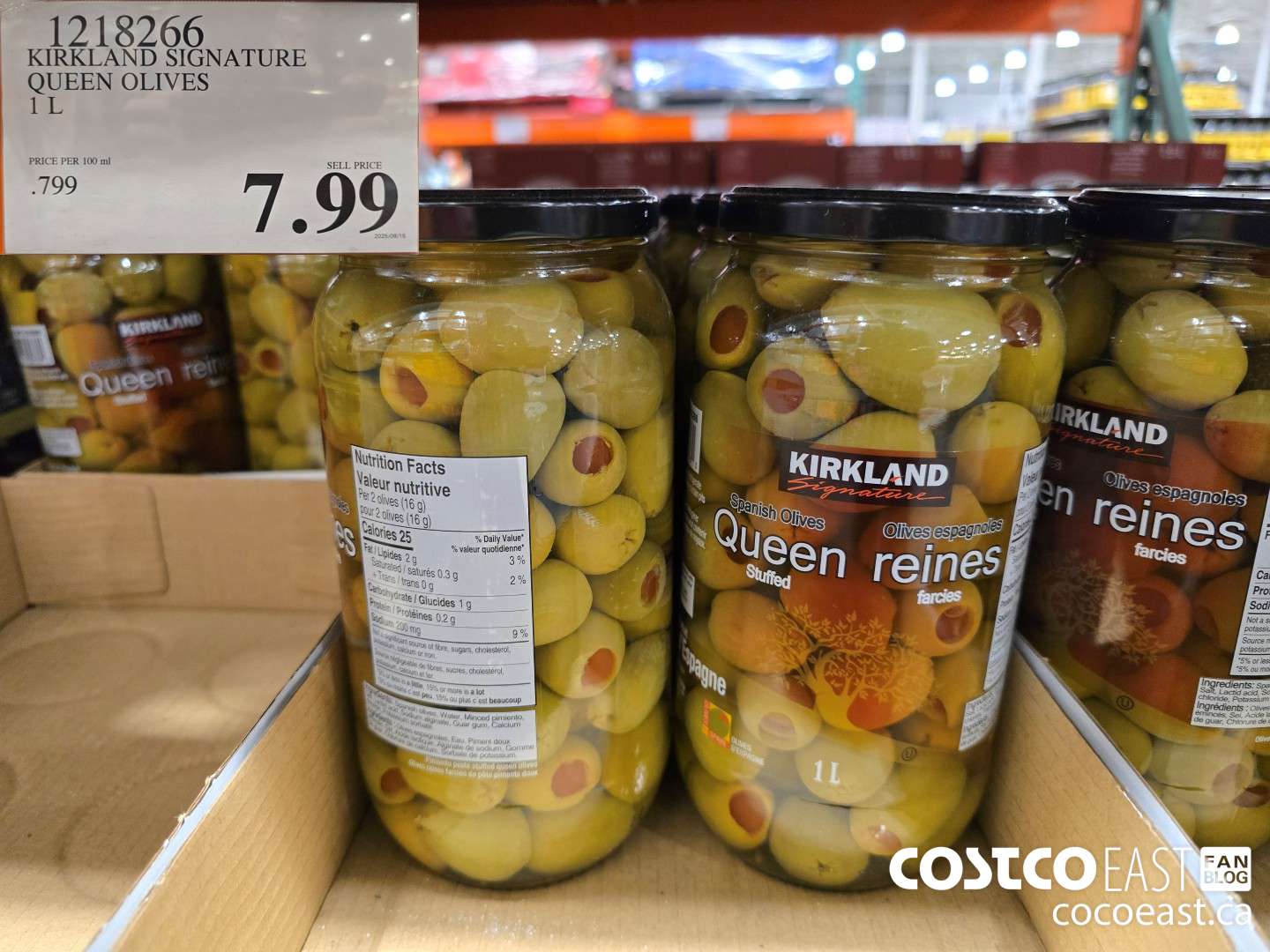 1218266 KIRKLAND SIGNATURE QUEEN OLIVES 1 L $7.99