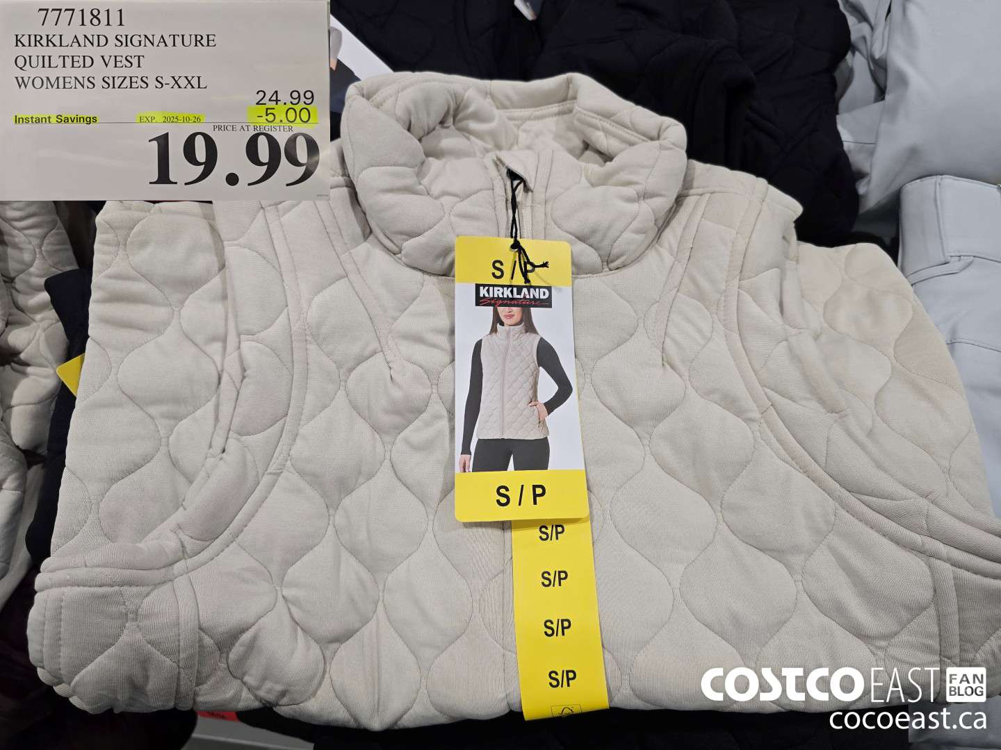 7771811 KIRKLAND SIGNATURE QUILTED VEST WOMENS SIZES S-XXL ($5.00 INSTANT SAVINGS EXPIRES ON 2025-10-26) $19.99