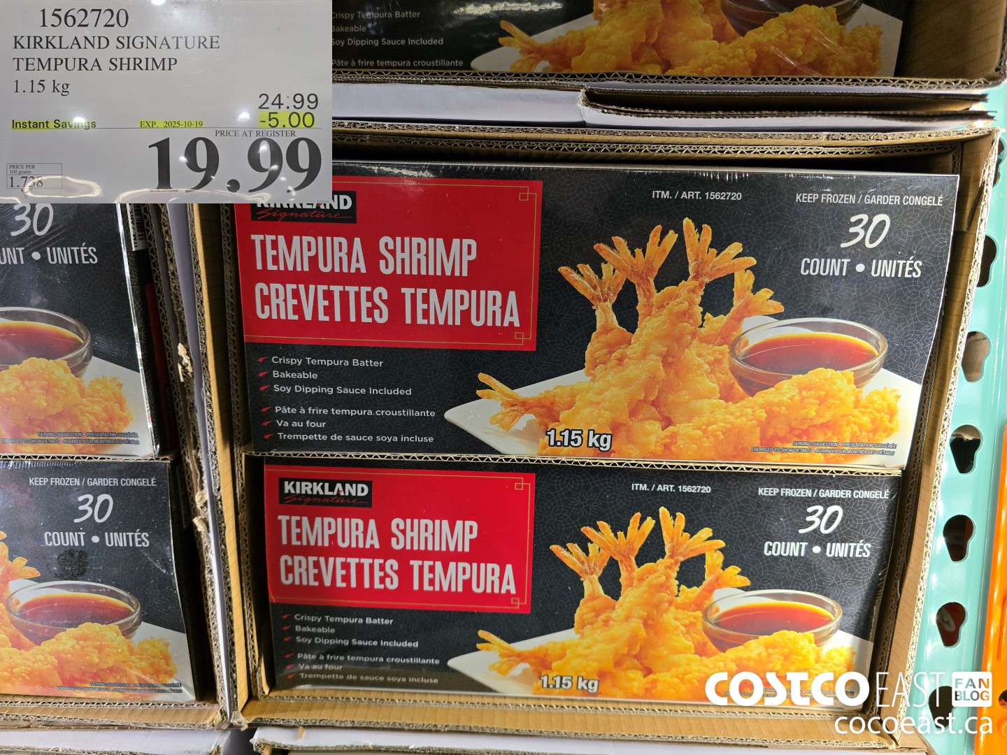 1562720 KIRKLAND SIGNATURE TEMPURA SHRIMP 1.15 KG ($5.00 INSTANT SAVINGS EXPIRES ON 2025-10-19) $19.99