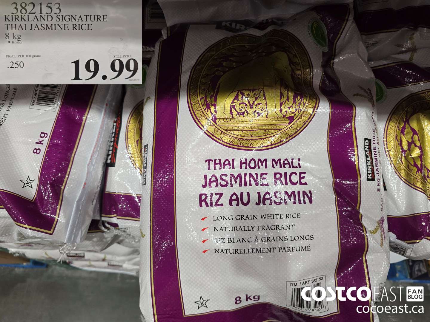 382153 KIRKLAND SIGNATURE THAI JASMINE RICE 8 KG $19.99