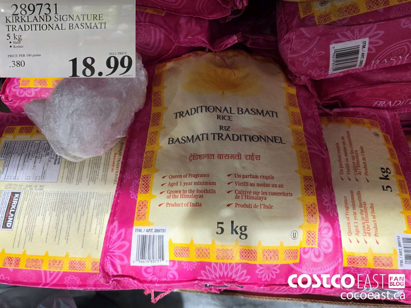 289731 KIRKLAND SIGNATURE TRADITIONAL BASMATI 5 kg $18.99