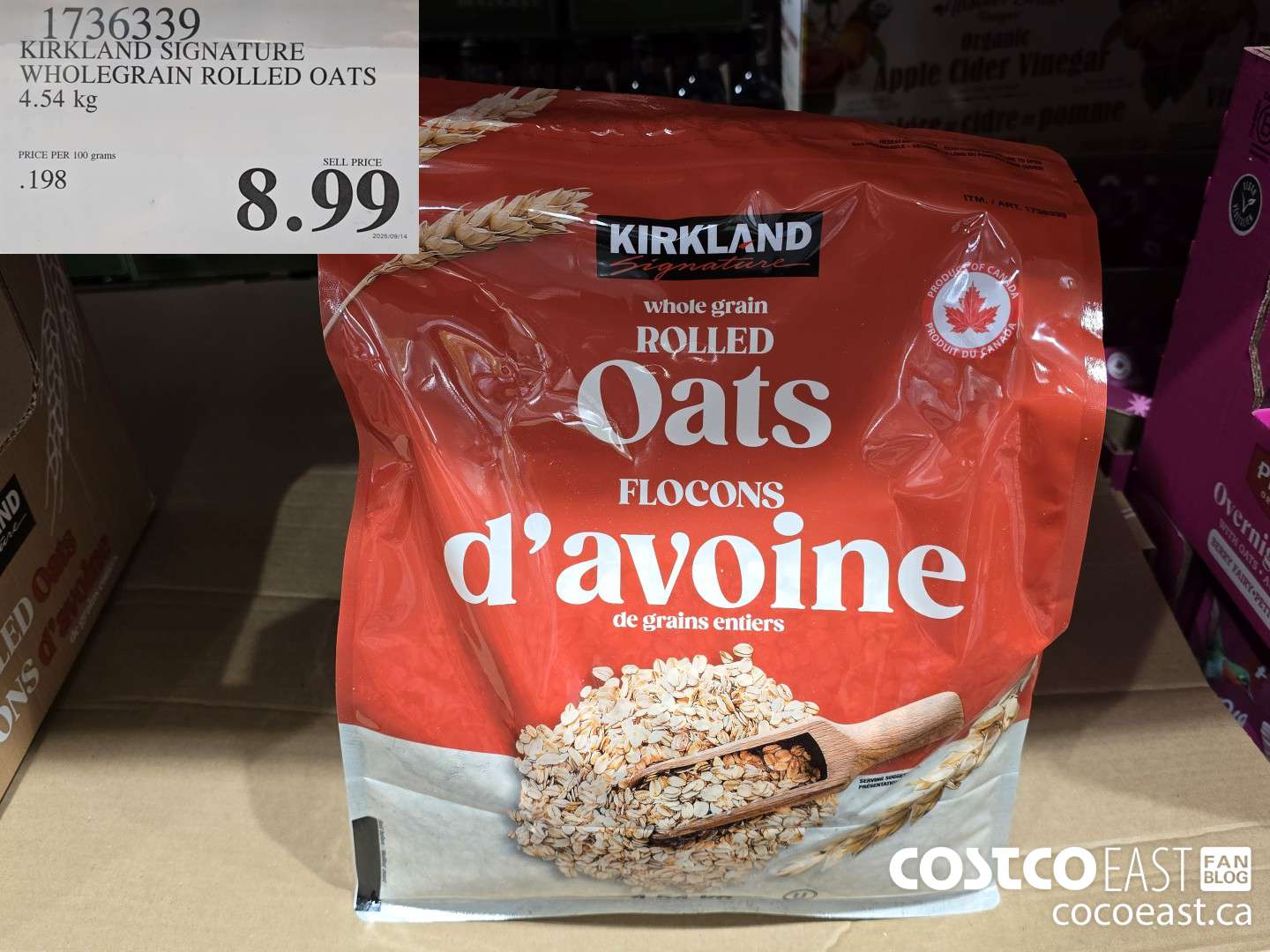 1736339 KIRKLAND SIGNATURE WHOLEGRAIN ROLLED OATS 4.54 kg $8.99