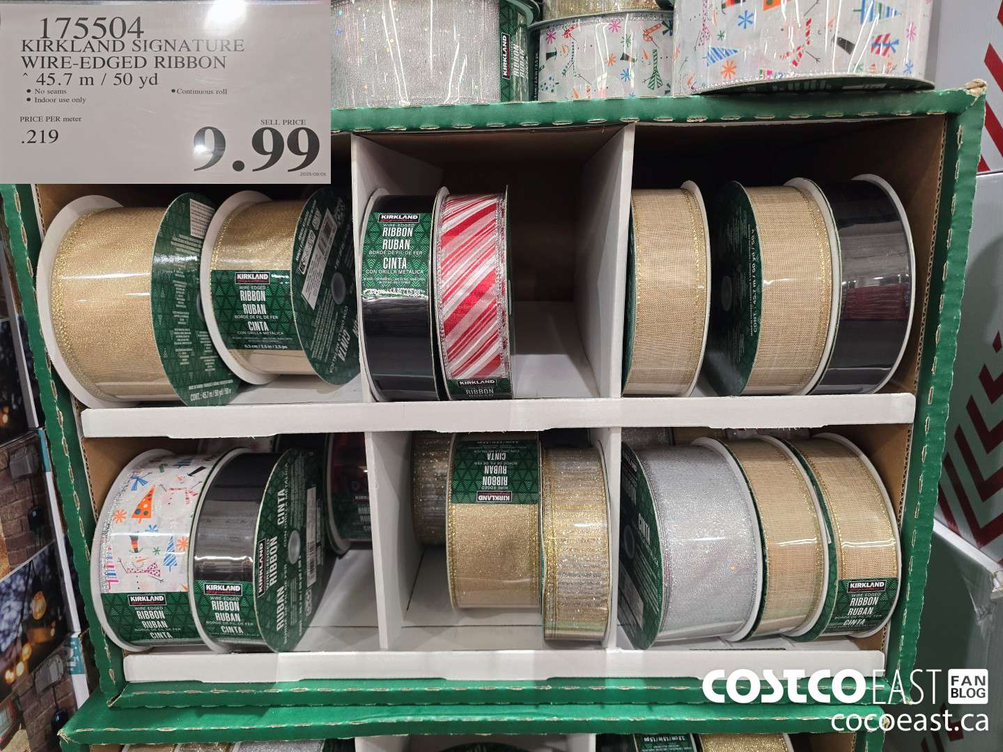 175504 KIRKLAND SIGNATURE WIRE-EDGED RIBBON 45.7 M / 50 YD $9.99