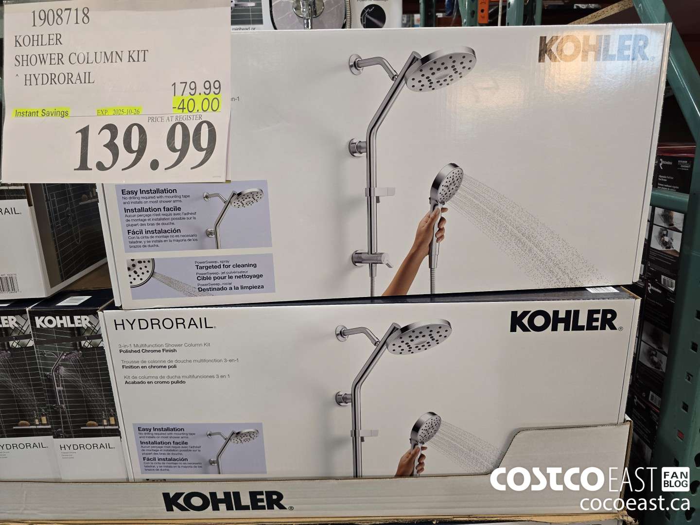 1908718 KOHLER SHOWER COLUMN KIT * HYDRORAIL ($40.00 INSTANT SAVINGS EXPIRES ON 2025-10-26) $139.99