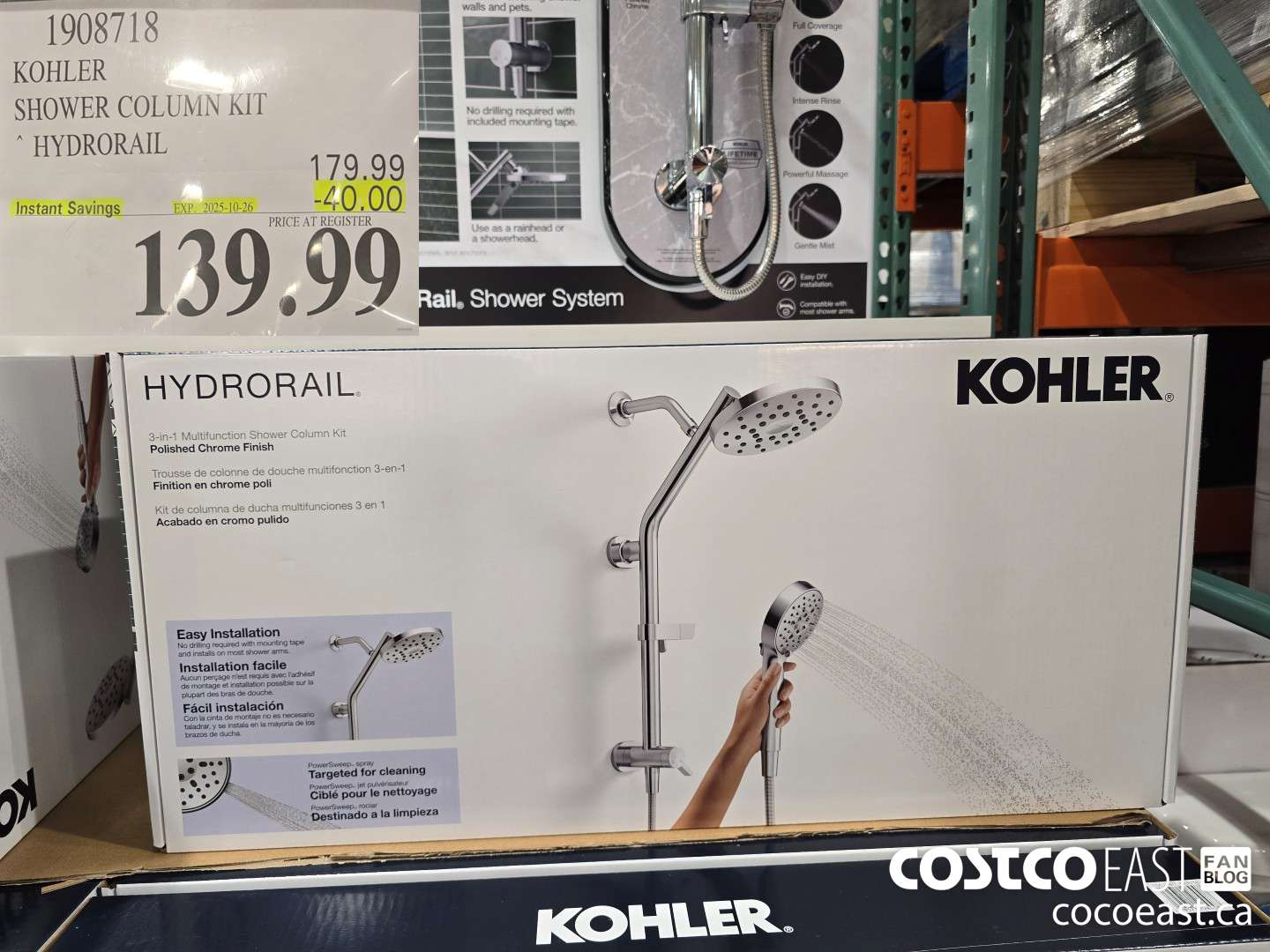 1908718 KOHLER SHOWER COLUMN KIT * HYDRORAIL ($40.00 INSTANT SAVINGS EXPIRES ON 2025-10-26) $139.99