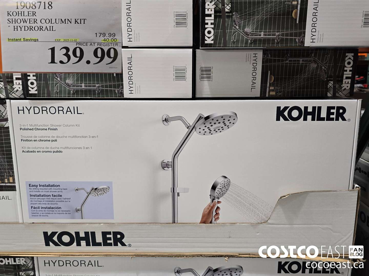 1908718 KOHLER SHOWER COLUMN KIT * HYDRORAIL ($40.00 INSTANT SAVINGS EXPIRES ON 2025-11-02) $139.99