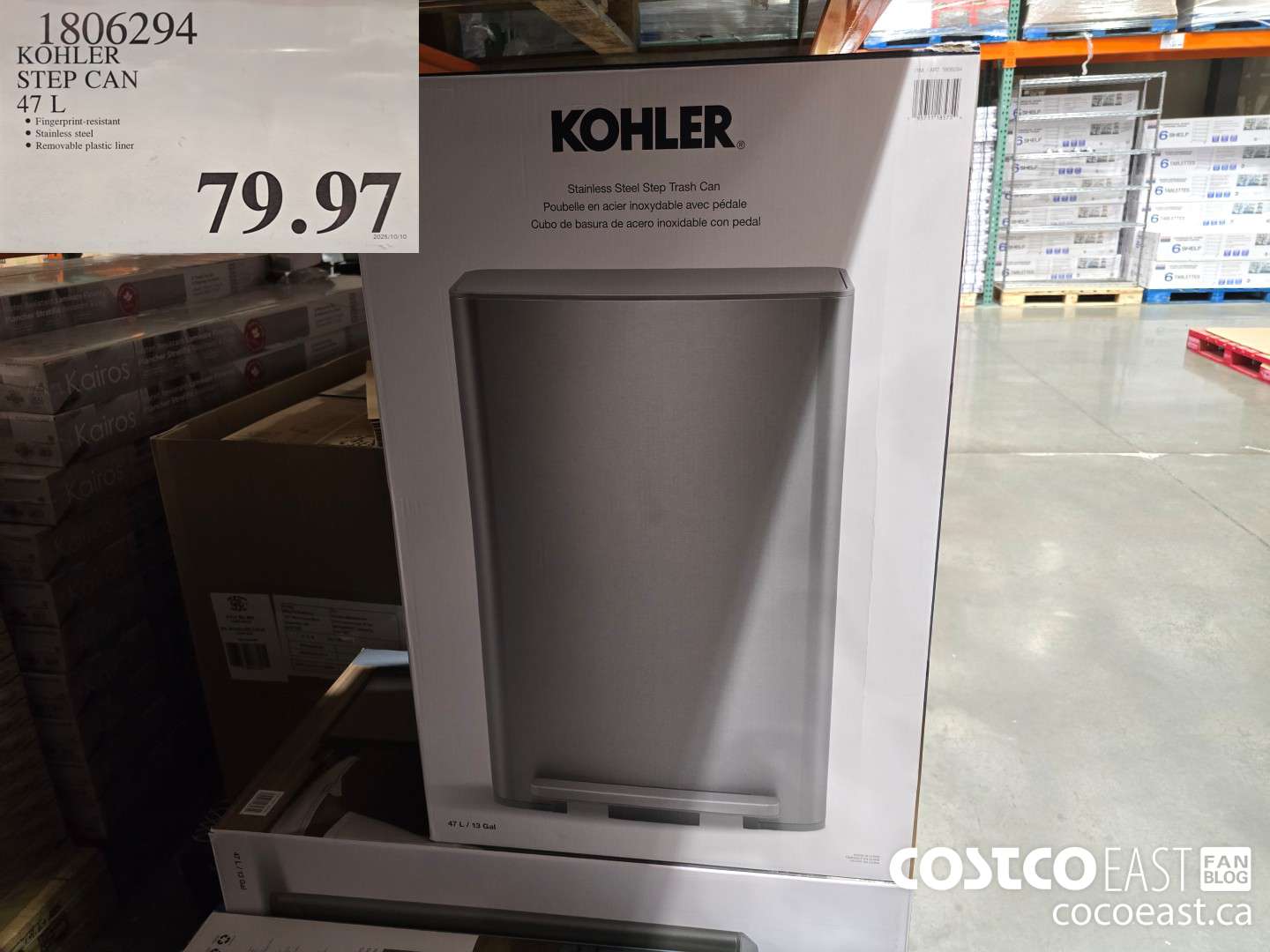 1806294 KOHLER STEP CAN 47 L $79.97