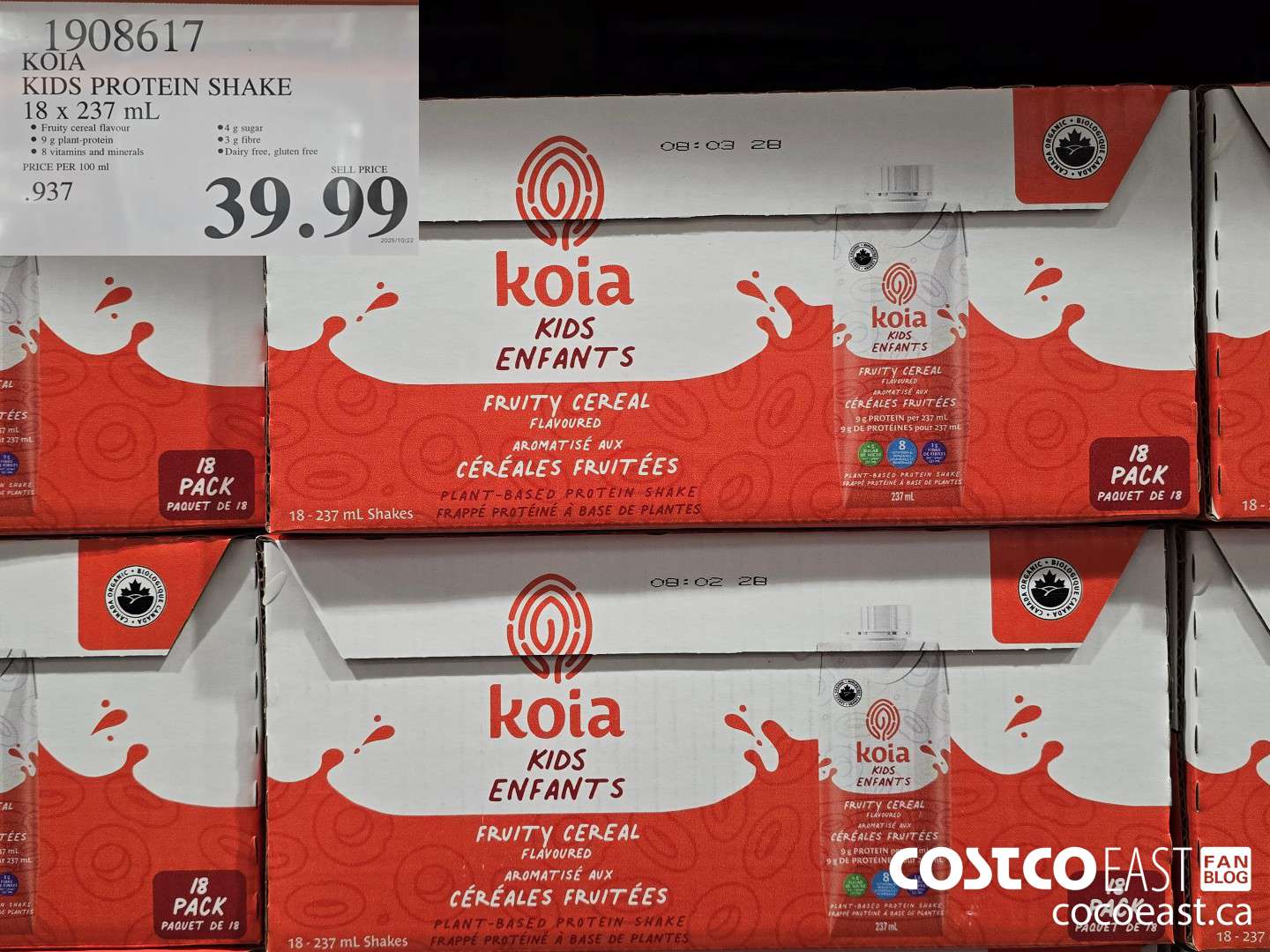 1908617 KOIA KIDS PROTEIN SHAKE 18 X 237 ML $39.99