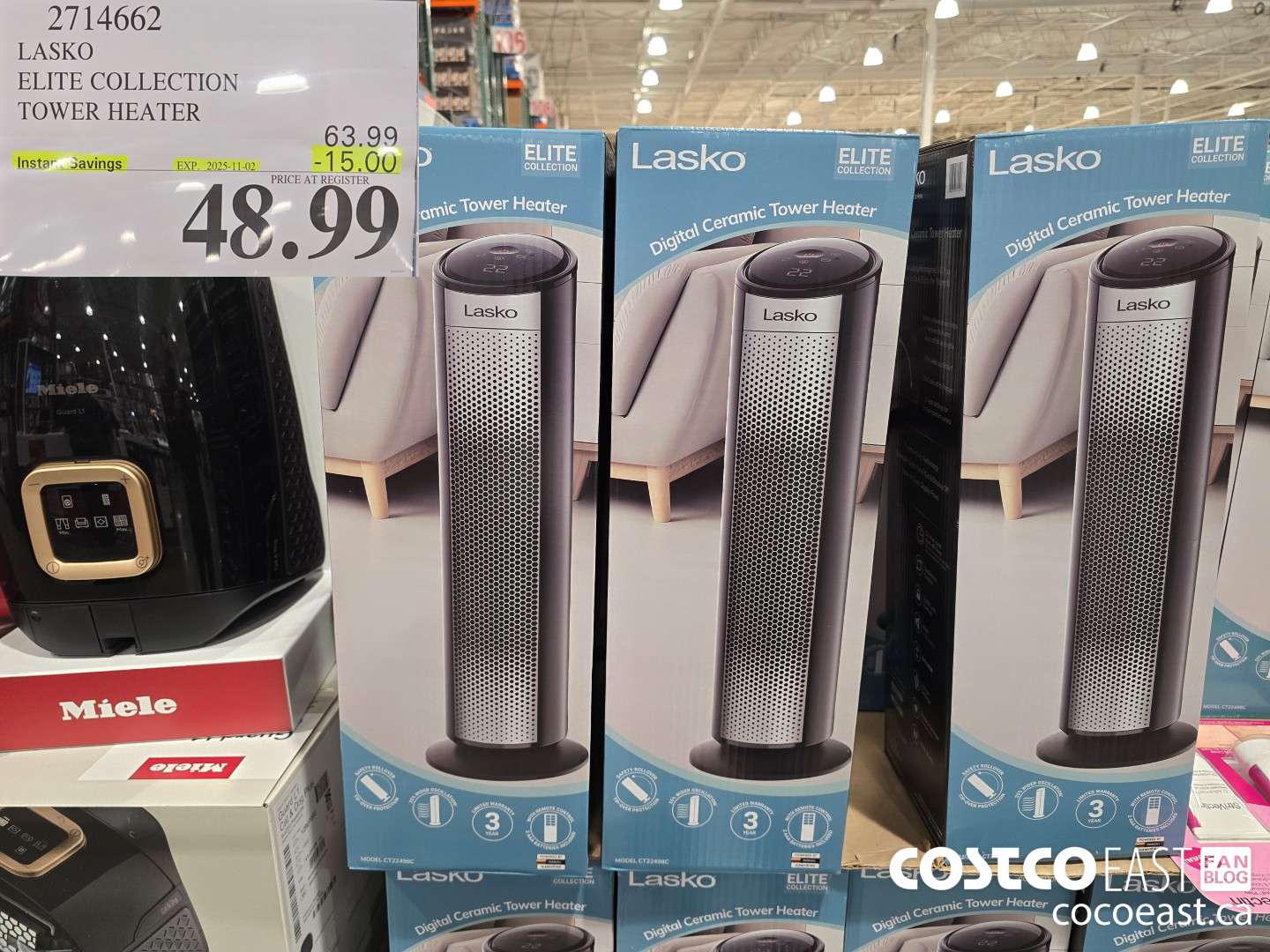 2714662 LASKO ELITE COLLECTION TOWER HEATER ($15.00 INSTANT SAVINGS EXPIRES ON 2025-11-02) $48.99