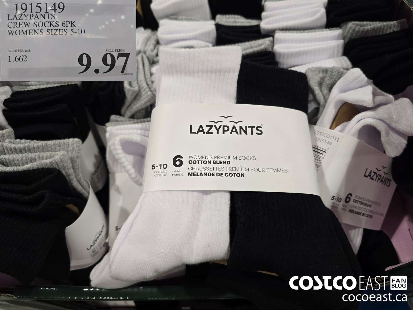 1915149 LAZYPANTS CREW SOCKS 6PK WOMENS SIZES 5-10 $9.97