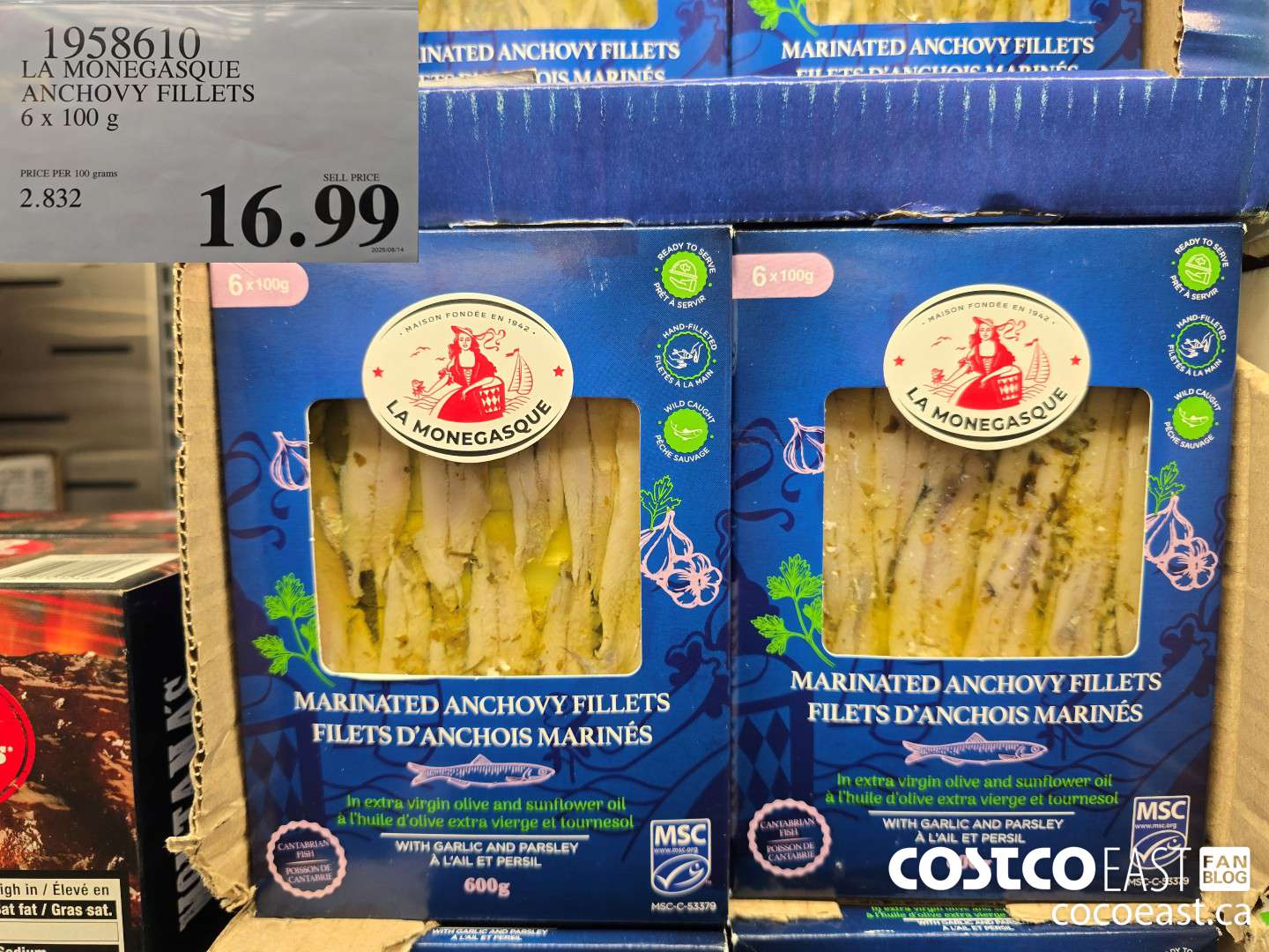 1958610 LA MANEGASQUE ANCHOVY FILLETS 6 X 100 G $16.99