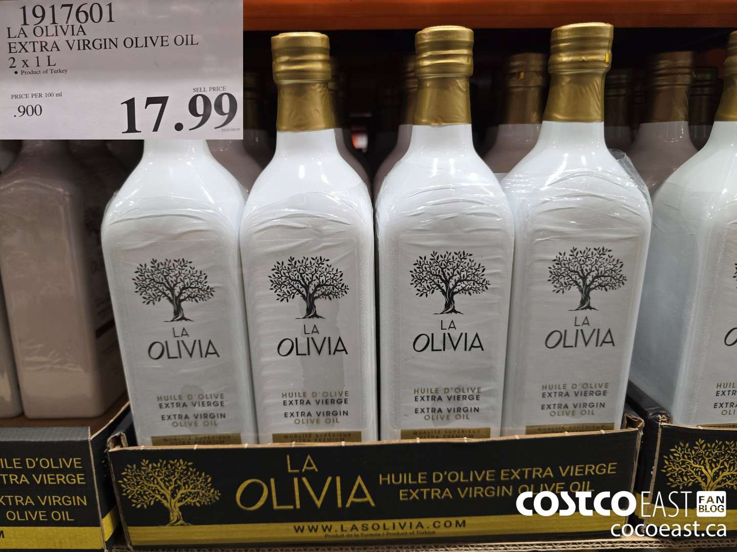 1917601 LA OLIVIA EXTRA VIRGIN OLIVE OIL 2 X 1 L $17.99