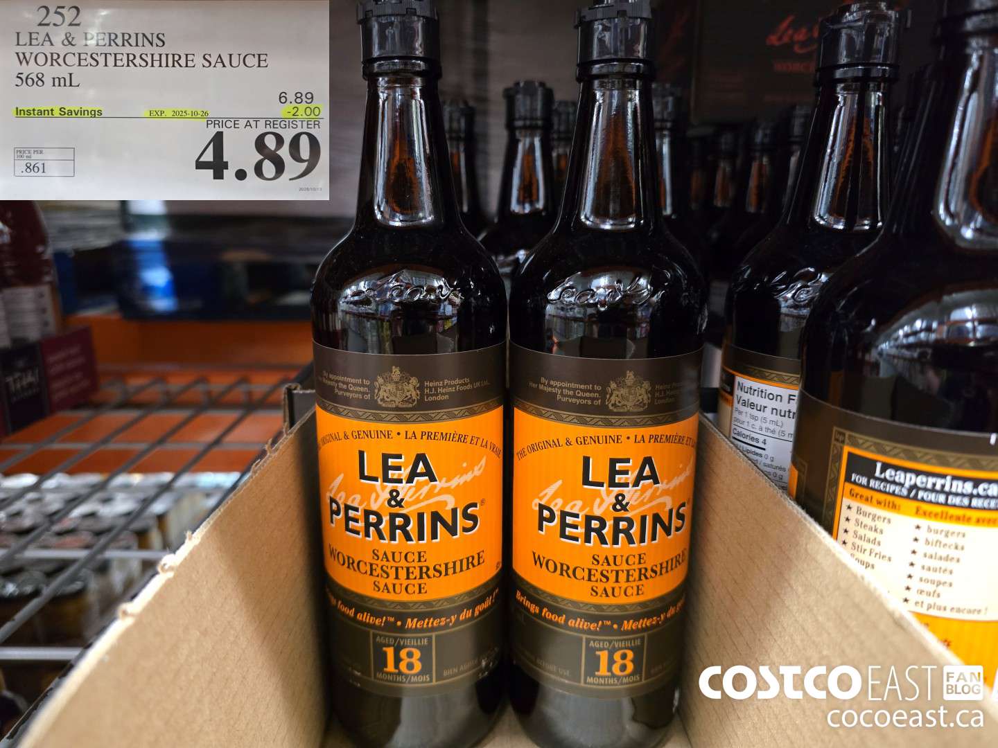 252 LEA & PERRINS WORCESTERSHIRE SAUCE 568 ML ($2.00 INSTANT SAVINGS EXPIRES ON 2025-10-26) $4.89