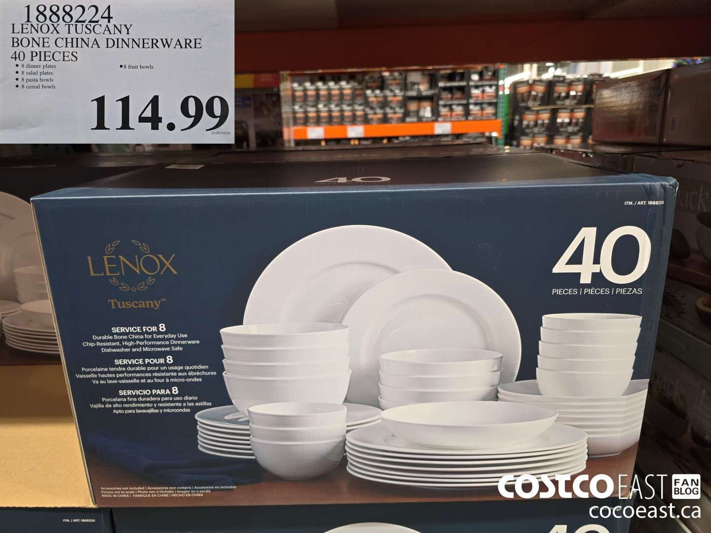 1888224 LENOX TUSCANY BONE CHINA DINNERWARE 40 PIECES $114.99