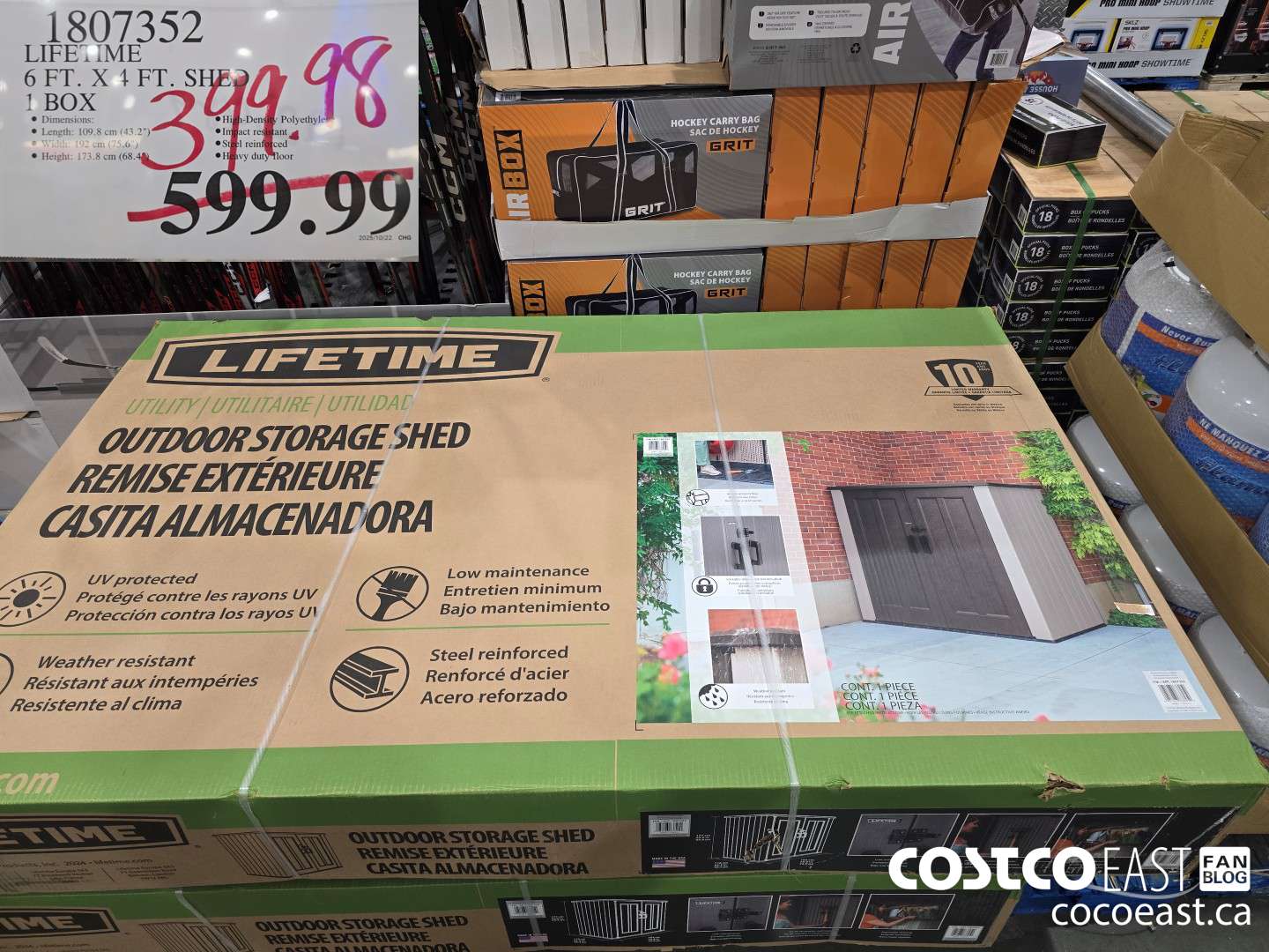 1807352 LIFETIME 6 FT. X 4 FT. SHED 1 BOX $399.98