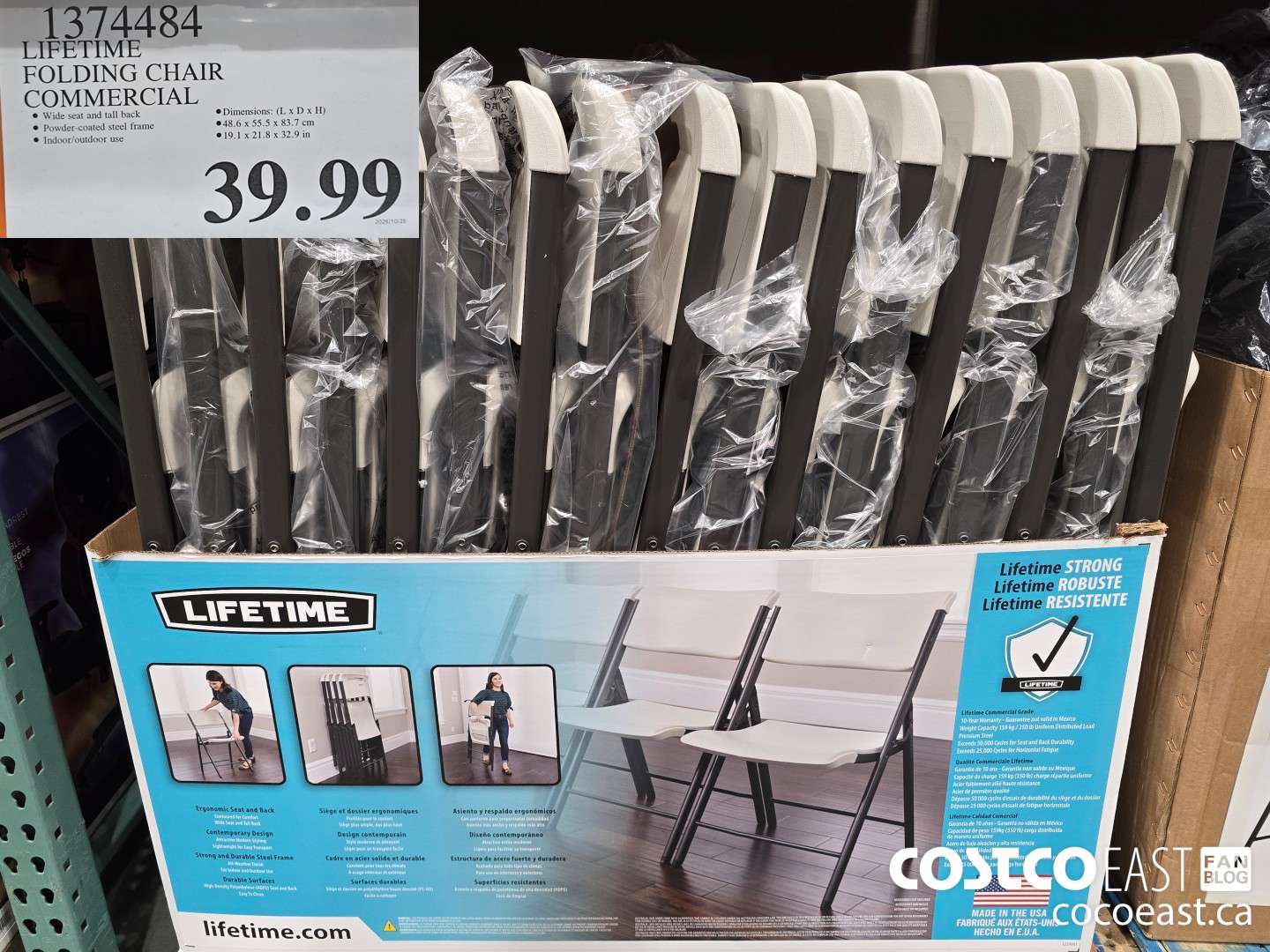 1374484 LIFETIME FOLDING CHAIR COMMERCIAL $34.99
