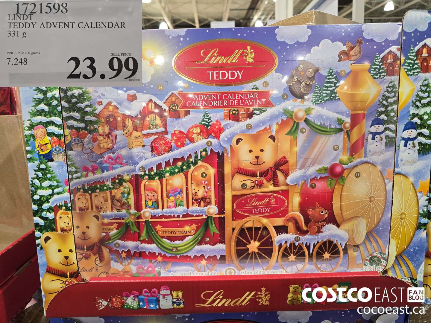 1721598 LINDT TEDDY ADVENT CALENDAR 331 G $23.99