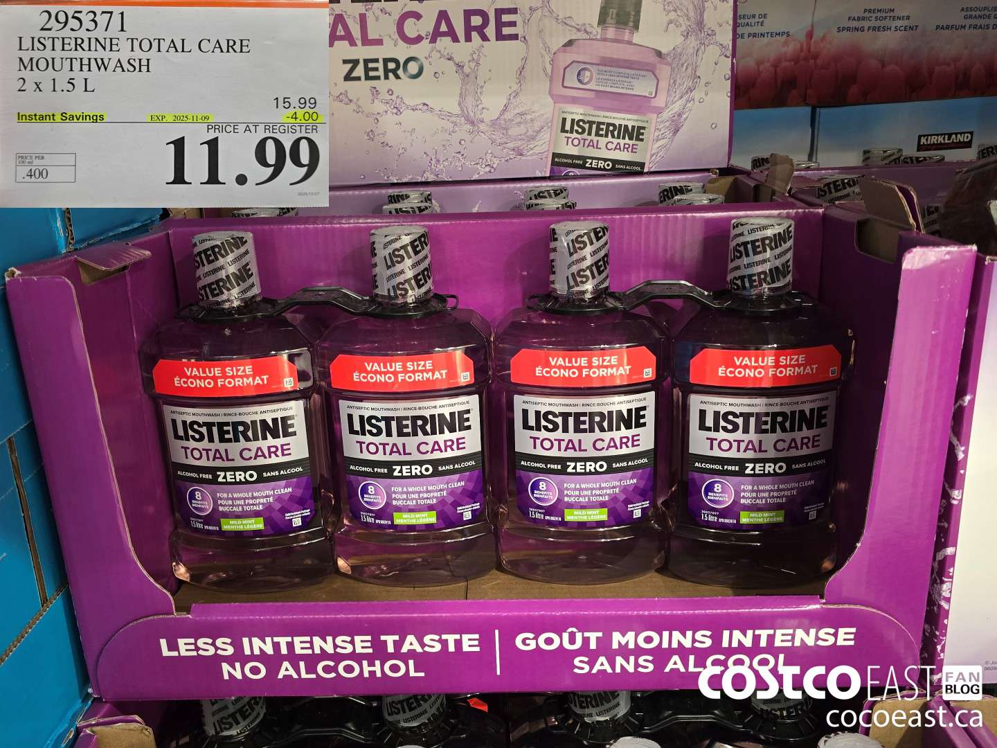 295371 LISTERINE TOTAL CARE MOUTHWASH 2 X 1.5L ($4.00 INSTANT SAVINGS EXPIRES ON 2025-11-09) $11.99