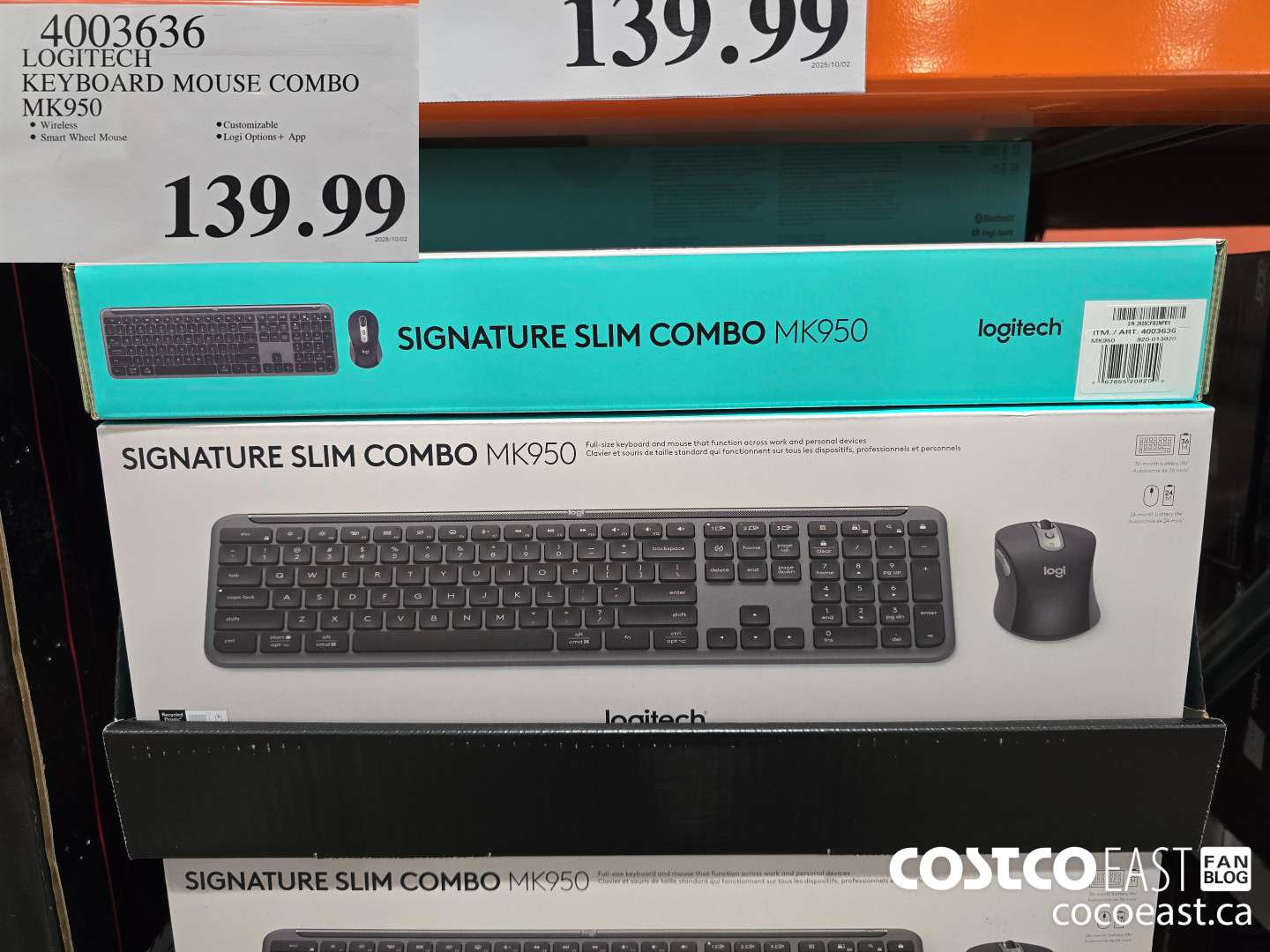 4003636 LOGITECH KEYBOARD MOUSE COMBO MK950 $139.99
