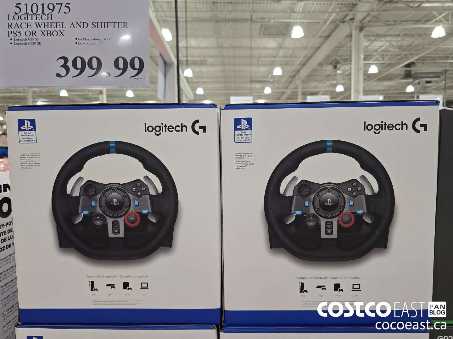 5101975 LOGITECH RACE WHEEL AND SHIFTER PS5 OR XBOX $399.99