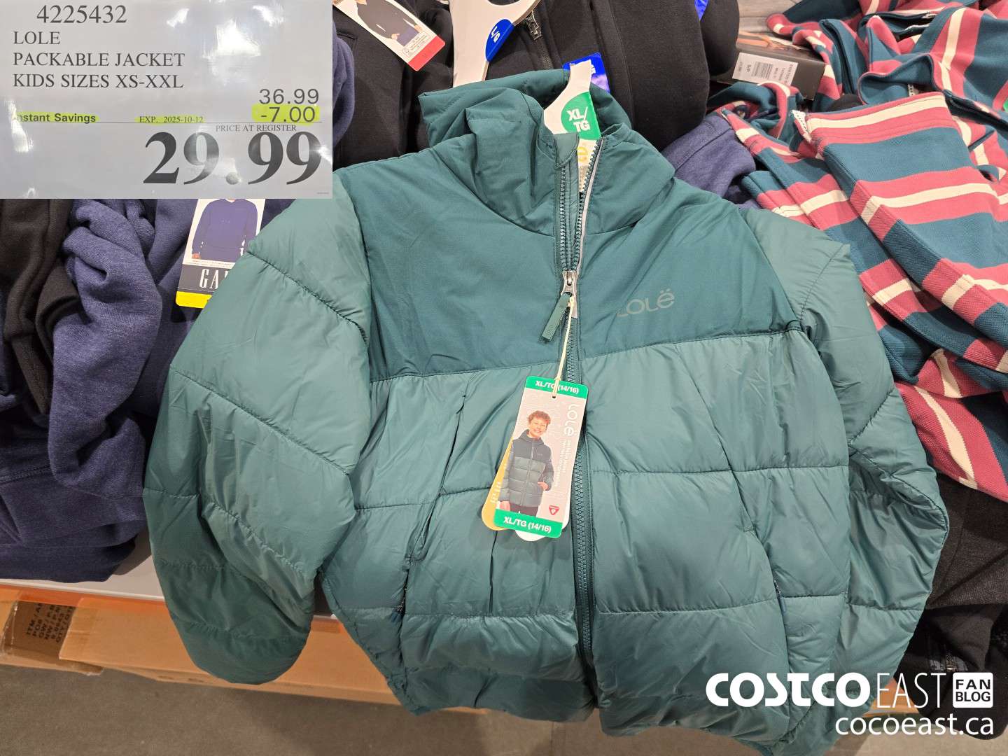 4225432 LOLE PACKABLE JACKET KIDS SIZES XS-XXL ($7.00 INSTANT SAVINGS EXPIRES ON 2025-10-12) $29.99