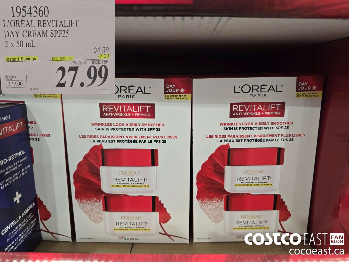 1954360 L'OREAL REVITALIFT DAY CREAM SPEF25 2x 50 mL ($7.00 INSTANT SAVINGS EXPIRES ON 2025-11-23) $27.99