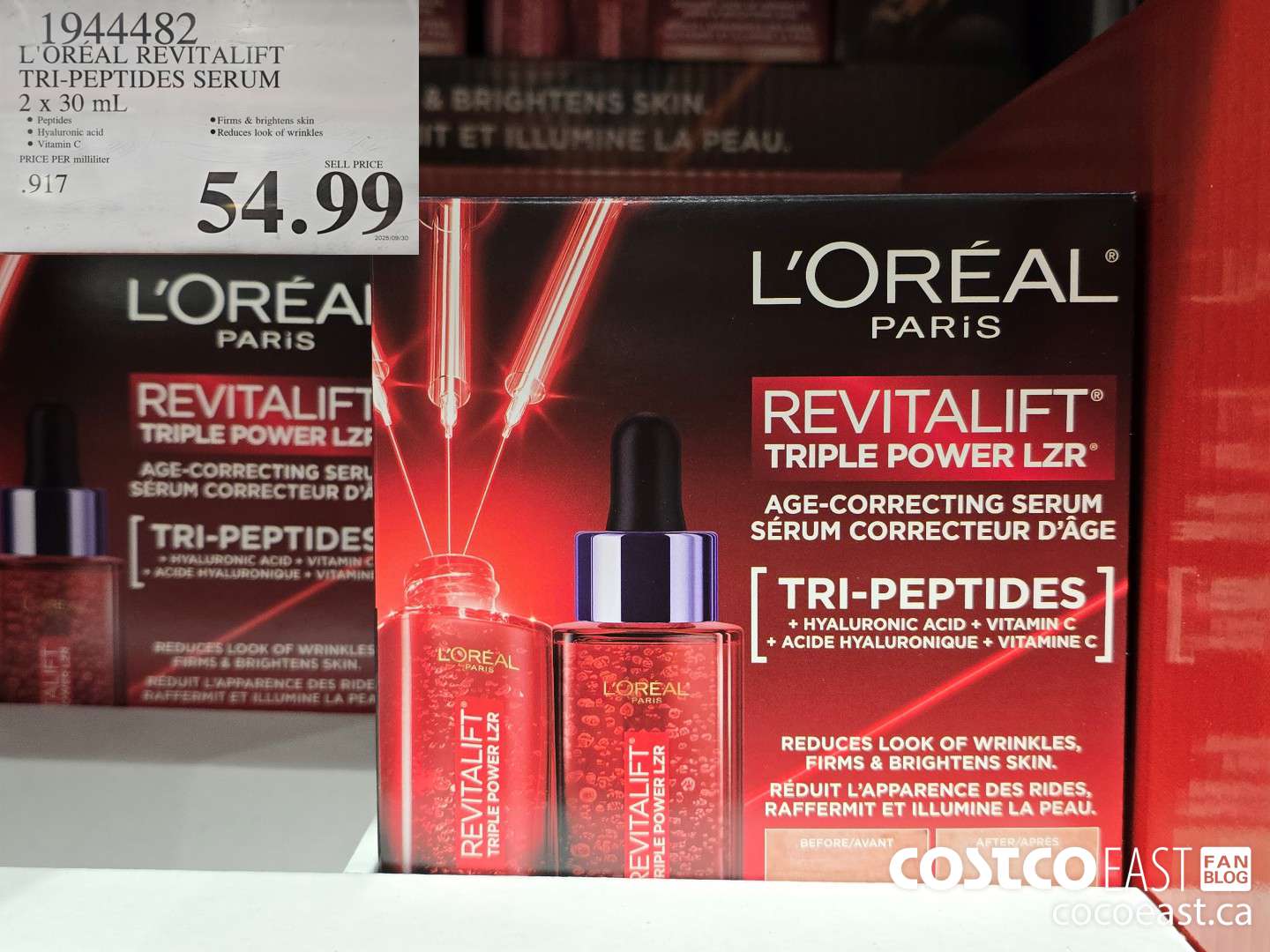 1944482 L'OREAL REVITALIFT TRI-PEPTIDES SERUM 2 x 30 mL $54.99