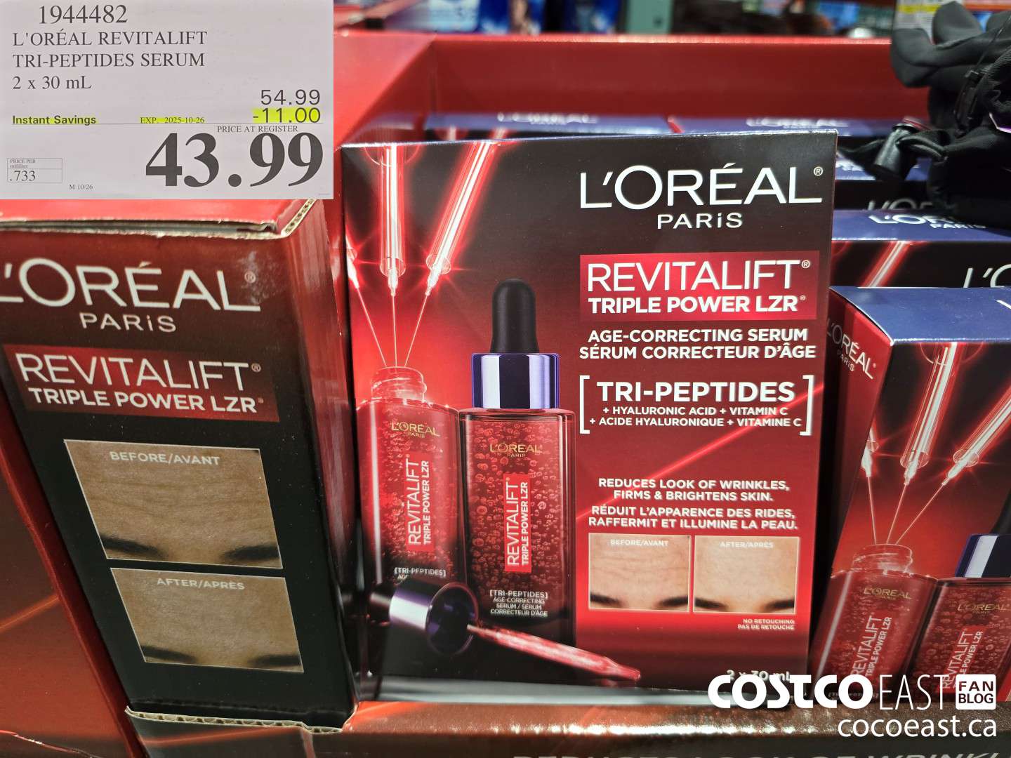 1944482 L'OREAL REVITALIFT TRI-PEPTIDES SERUM 2 x 30 mL ($11.00 INSTANT SAVINGS EXPIRES ON 2025-10-26) $43.99