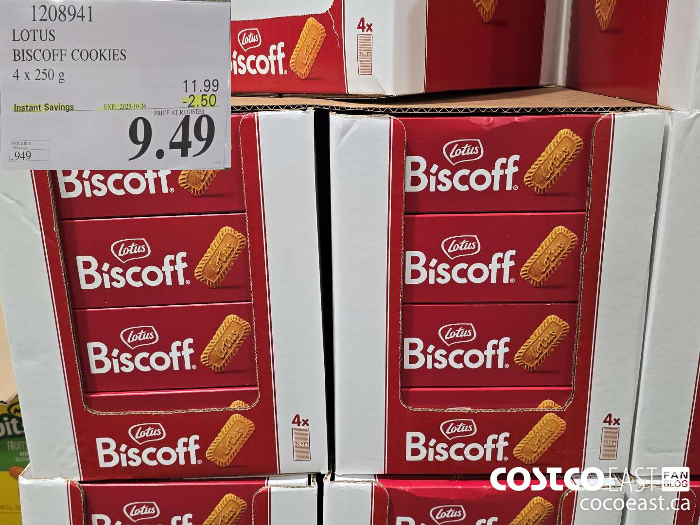 1208941 LOTUS BISCOFF COOKIES 4 x 250 g ($2.50 INSTANT SAVINGS EXPIRES ON 2025-10-26) $9.49