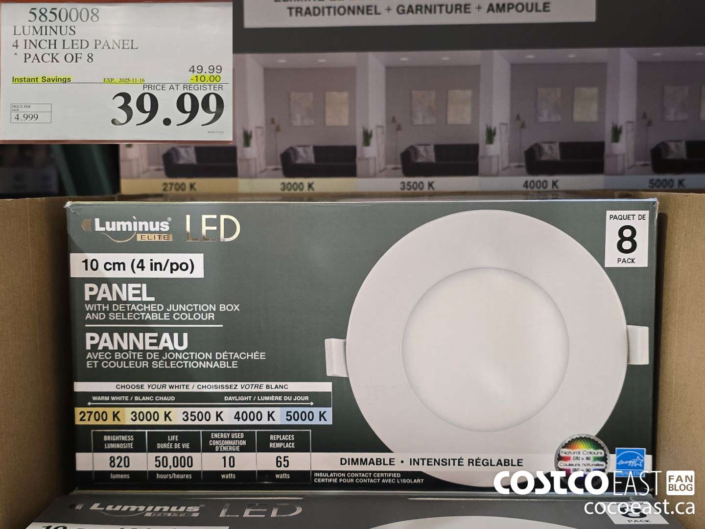 5850008 LUMINUS 4 INCH LED PANEL PACK OF 8 ($10.00 INSTANT SAVINGS EXPIRES ON 2025-11-16) $39.99