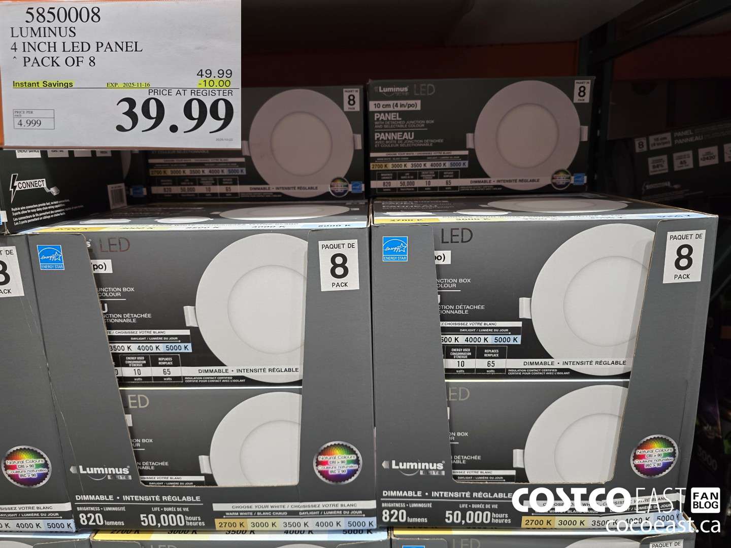 5850008 LUMINUS 4 INCH LED PANEL PACK OF 8 ($10.00 INSTANT SAVINGS EXPIRES ON 2025-11-16) $39.99