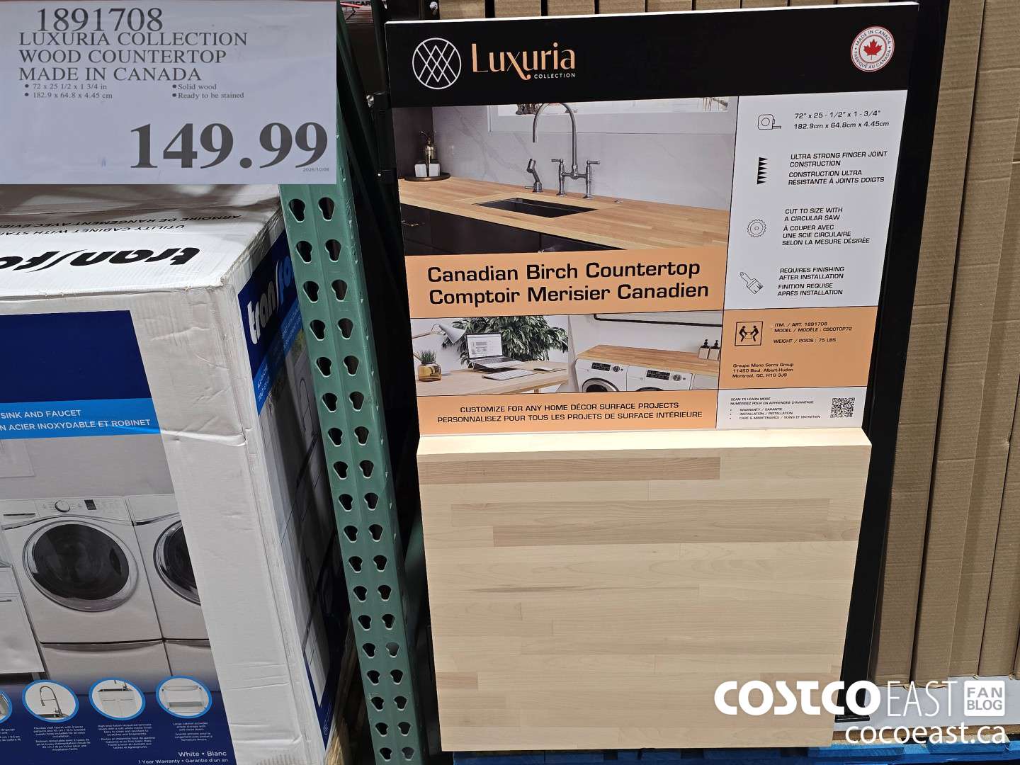 1891708 LUXURIA COLLECTION WOOD COUNTERTOP MADE IN CANADA $149.99