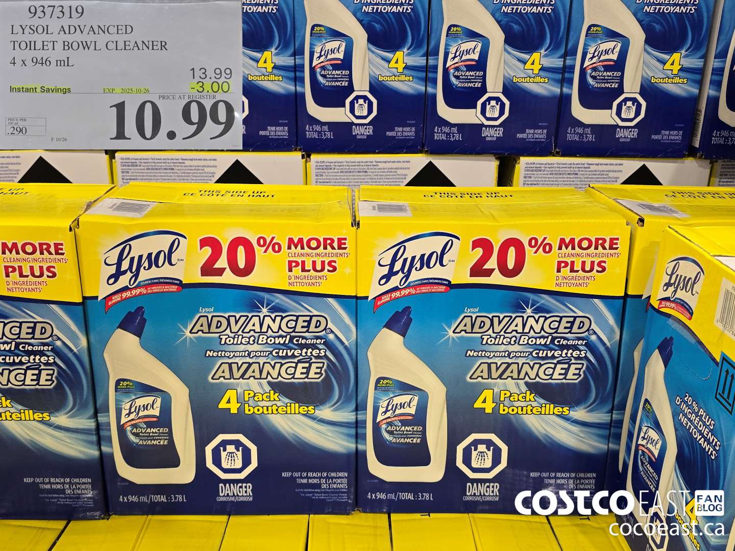 937319 LYSOL ADVANCED TOILET BOWL CLEANER 4 X 946 ML ($3.00 INSTANT SAVINGS EXPIRES ON 2025-10-26) $10.99