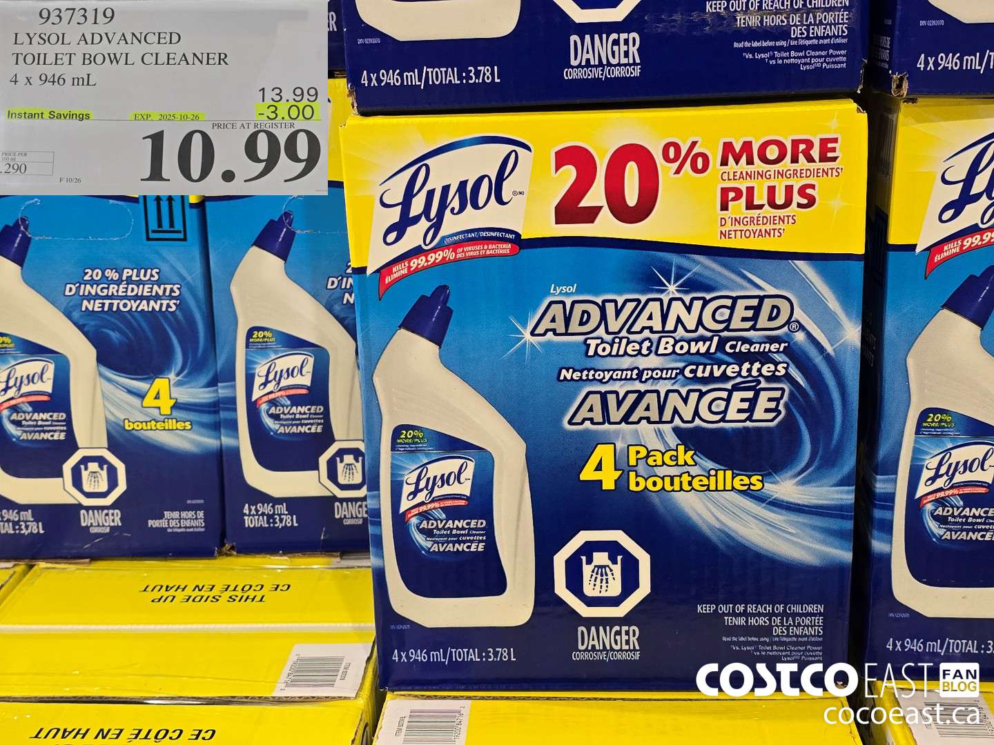 937319 LYSOL ADVANCED TOILET BOWL CLEANER 4 X 946 ML ($3.00 INSTANT SAVINGS EXPIRES ON 2025-10-26) $10.99