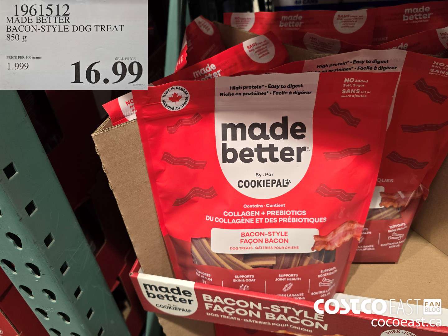 1961512 MADE BETTER BACON-STYLE DOG TREAT 850 g $16.99