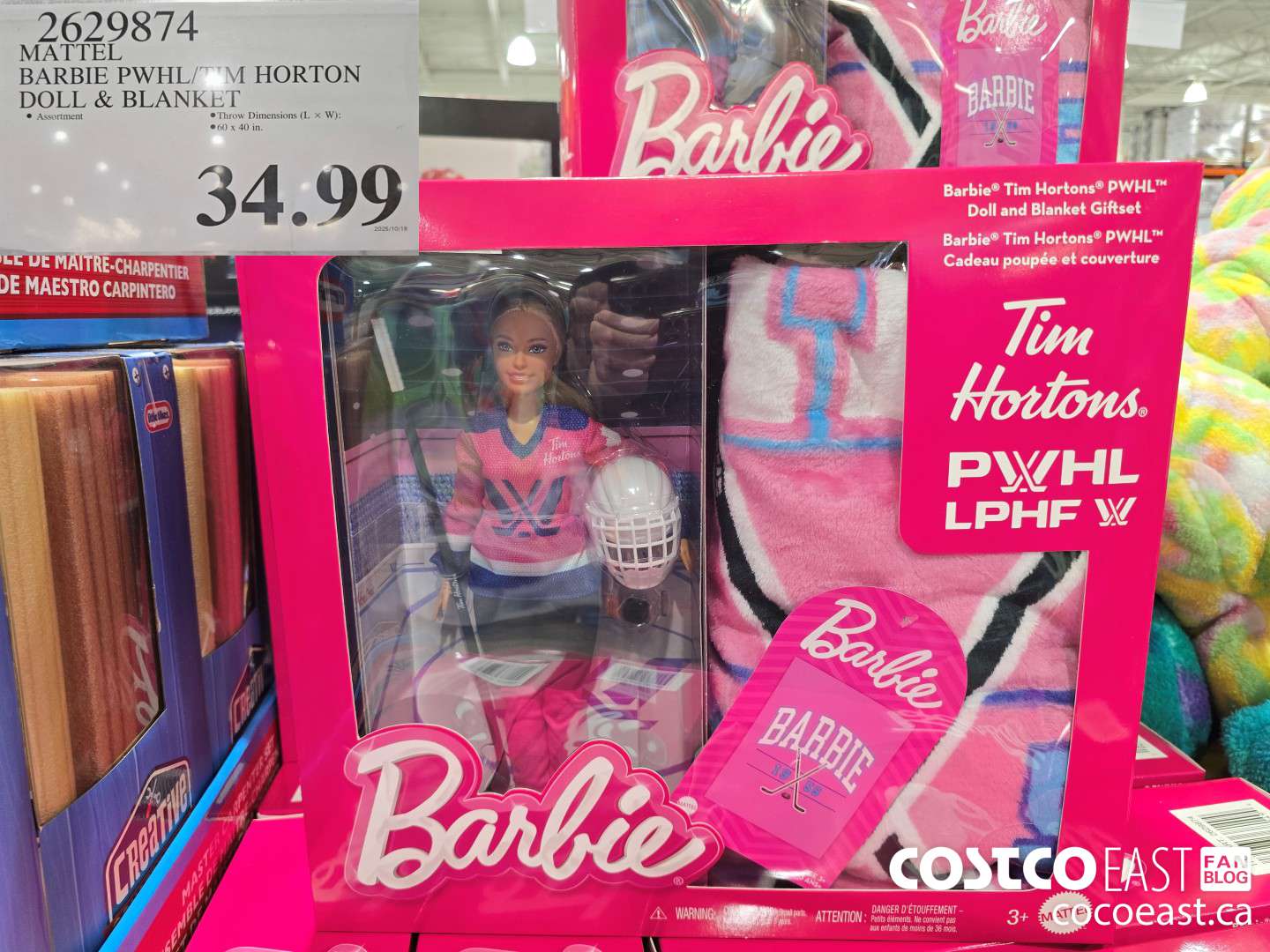 2629874 MATTEL BARBIE PWHL/TIM HORTON DOLL & BLANKET $34.99