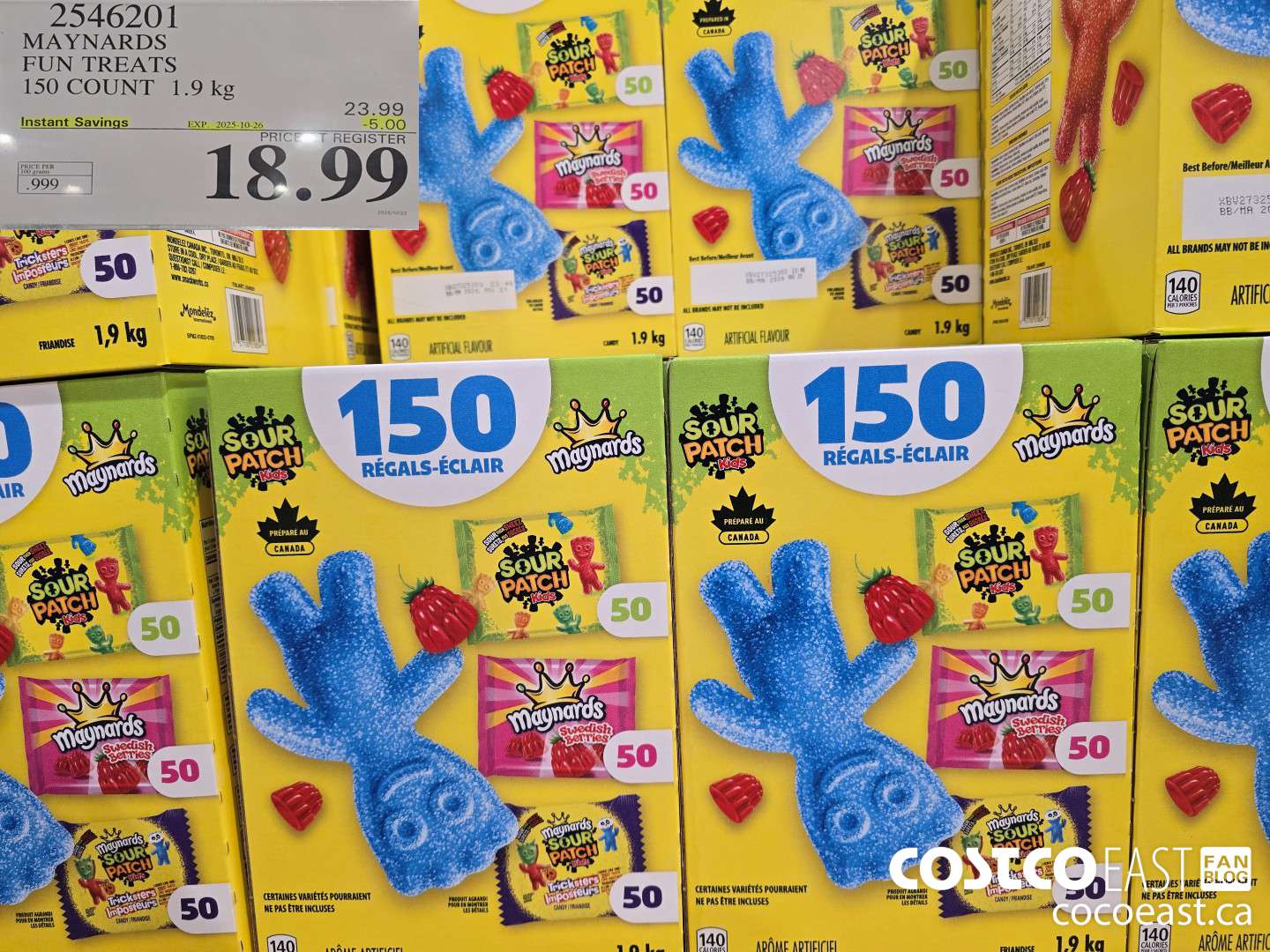 2546201 MAYNARDS FUN TREATS 150 COUNT 1.9 KG ($5.00 INSTANT SAVINGS EXPIRES ON 2025-10-26) $18.99