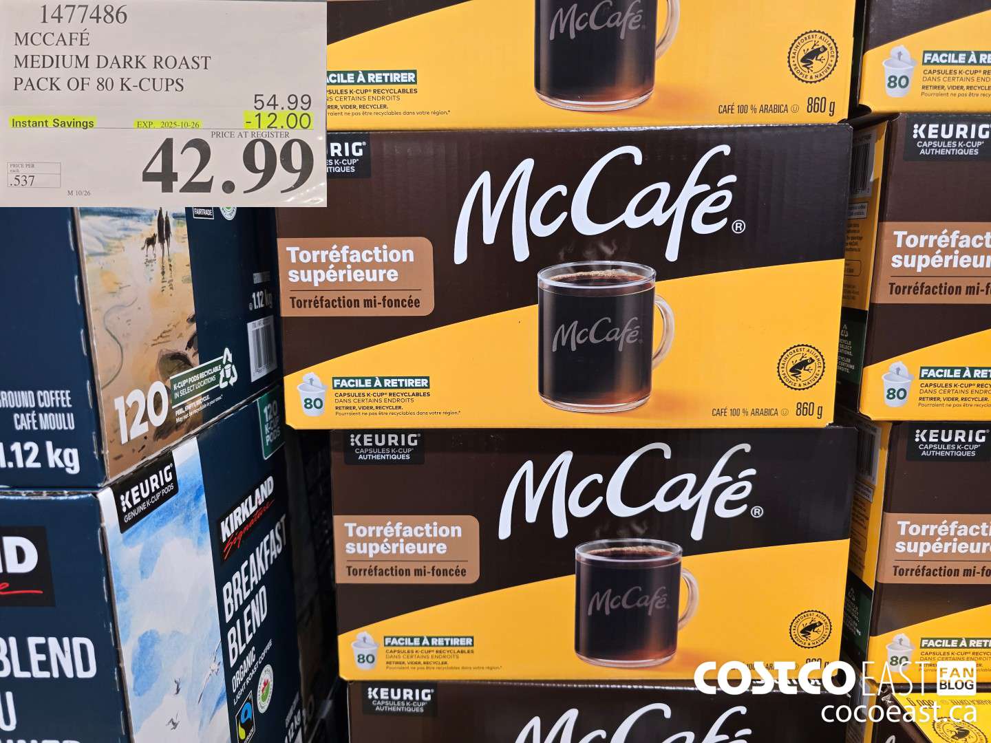 1477486 MCCAFE MEDIUM ROAST PACK OF 80 K-CUPS ($12.00 INSTANT SAVINGS EXPIRES ON 2025-10-26) $42.99